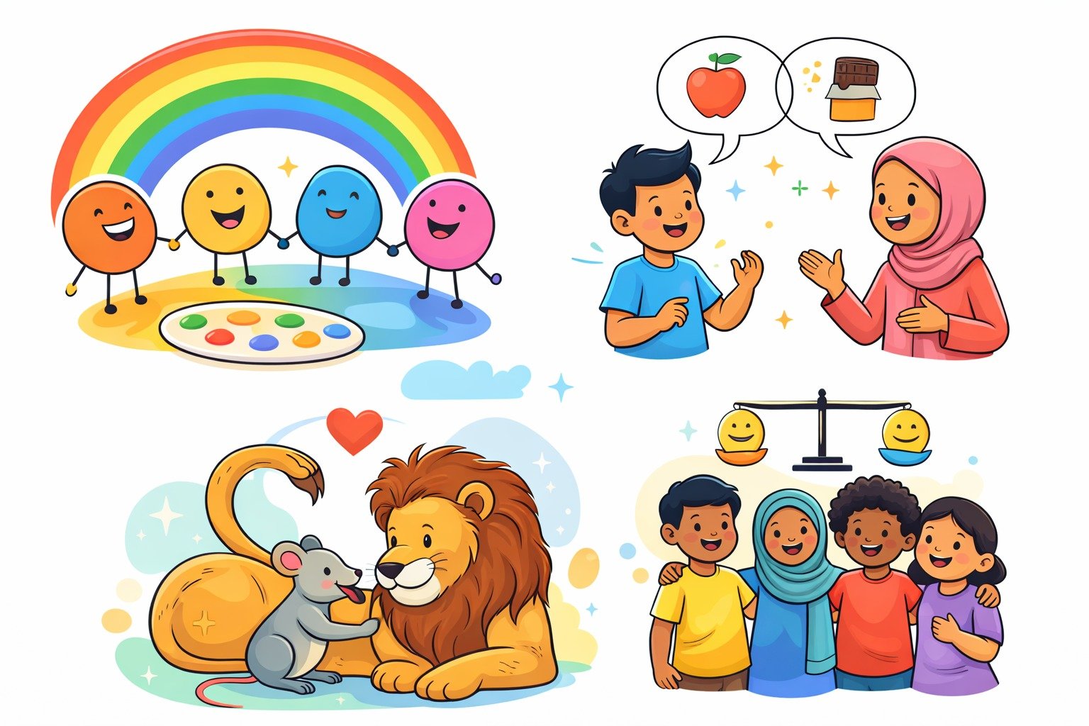 نختلف ونعيش معا، دليل تدريبي للأطفال من خلال الحكايات